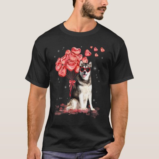 Alaskan Malamute Heart Valentijnsdag Dog Dad Ma T-shirt (Voorkant)