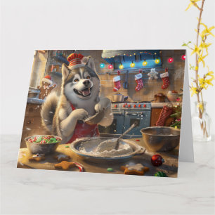 Alaskan Malamute Holiday Baking: Feestelijke Kerst Kaart