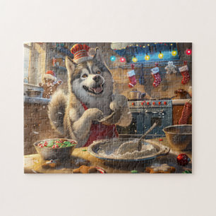 Alaskan Malamute Holiday Baking: Feestelijke Kerst Legpuzzel