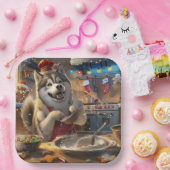 Alaskan Malamute Holiday Baking: Feestelijke Kerst Papieren Bordje (Feest)