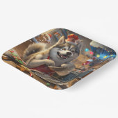 Alaskan Malamute Holiday Baking: Feestelijke Kerst Papieren Bordje (Gebogen)