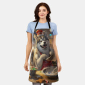 Alaskan Malamute Holiday Baking: Feestelijke Kerst Schort (Gedragen)