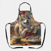 Alaskan Malamute Holiday Baking: Feestelijke Kerst Schort (Voorkant)