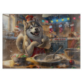 Alaskan Malamute Holiday Baking: Feestelijke Kerst Snijplank (Voorkant)
