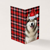 Alaskan Malamute Holiday Plaid Christmas Kaart (Buitenkant)