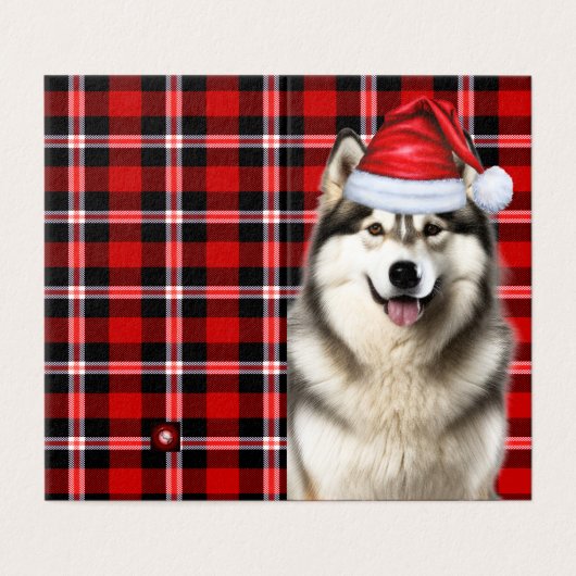Alaskan Malamute Holiday Plaid Christmas Kaart (Buitenkant ongevouwen)