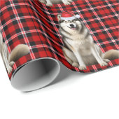 Alaskan Malamute Hond en Vakantie Plaid Kerstmis Cadeaupapier (Rol Hoek)