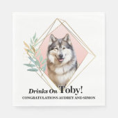 Alaskan Malamute Hond Foto Bruiloft Servet (Voorkant)