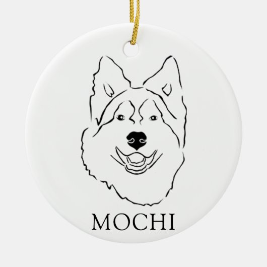 Alaskan Malamute Hond Handtekening Gepersonaliseer Keramisch Ornament (Voorkant)