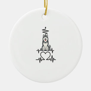 Alaskan Malamute hond Hartslag Lijn Hart Pootjes Keramisch Ornament