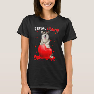 Alaskan Malamute Hond Ik Steel Harten Schattig Val T-shirt