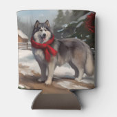 Alaskan Malamute Hond in Sneeuw Kerstmis Blikjeskoeler (Achterkant)
