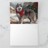 Alaskan Malamute Hond in Sneeuw Kerstmis Kaart (Binnen)