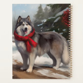 Alaskan Malamute Hond in Sneeuw Kerstmis Planner (Achterkant)