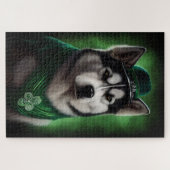 Alaskan Malamute hond in St. Patrick's Day jurk Legpuzzel (Horizontaal)