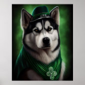 Alaskan Malamute hond in St. Patrick's Day jurk Poster (Voorkant)