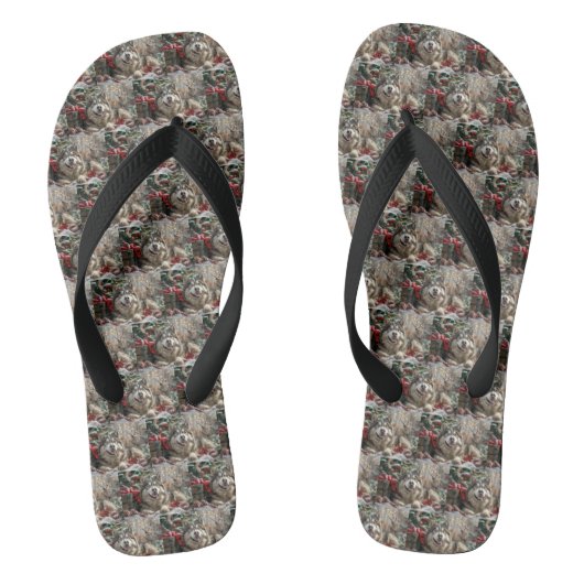 Alaskan Malamute Hond Kerst Festief Teenslippers (Voetbed)