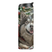 Alaskan Malamute Hond Kerst Festief Thermosbeker (Gedraaid links)