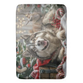 Alaskan Malamute Hond Kerstfeest Badmat (Voorkant Verticaal)