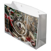 Alaskan Malamute Hond Kerstfeest Groot Cadeauzakje (Achterkant Gekanteld)