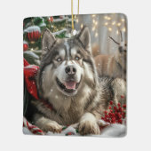 Alaskan Malamute Hond Kerstfeest Keramisch Ornament (Links)
