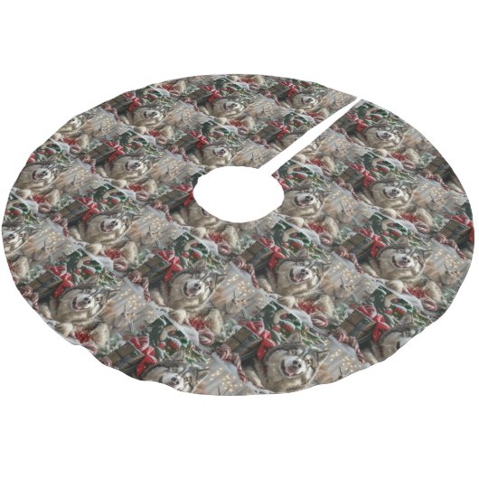 Alaskan Malamute Hond Kerstfeest Kerstboom Rok (Gekanteld)