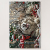 Alaskan Malamute Hond Kerstfeest Legpuzzel (Verticaal)