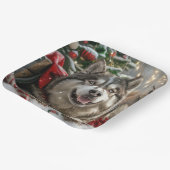Alaskan Malamute Hond Kerstfeest Papieren Bordje (Gebogen)