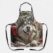 Alaskan Malamute Hond Kerstfeest Schort (Voorkant)