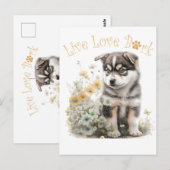 Alaskan Malamute Hond Moeder Bloemstuk Briefkaart (Voorkant / Achterkant)