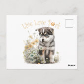 Alaskan Malamute Hond Moeder Bloemstuk Briefkaart (Achterkant)