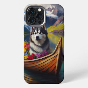 Alaskan Malamute-hond op peddel: Een landschappeli iPhone 13 Pro Max Hoesje