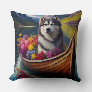 Alaskan Malamute-hond op peddel: Een Schitterend A Kussen