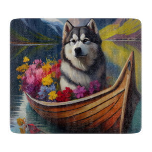 Alaskan Malamute-hond op peddel: Een Schitterend A Snijplank
