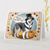 Alaskan Malamute Hond Pelgrim Happy Thanksgiving Kaart (Gele Bloem)