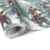 Alaskan Malamute Hond Rijden Motorfiets Kerstmis Cadeaupapier (Rol Hoek)