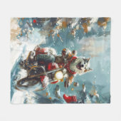 Alaskan Malamute Hond Rijden Motorfiets Kerstmis Fleece Deken (Voorkant (Horizontaal))
