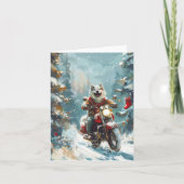 Alaskan Malamute Hond Rijden Motorfiets Kerstmis Kaart (Voorkant)