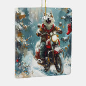 Alaskan Malamute Hond Rijden Motorfiets Kerstmis Keramisch Ornament (Rechts)