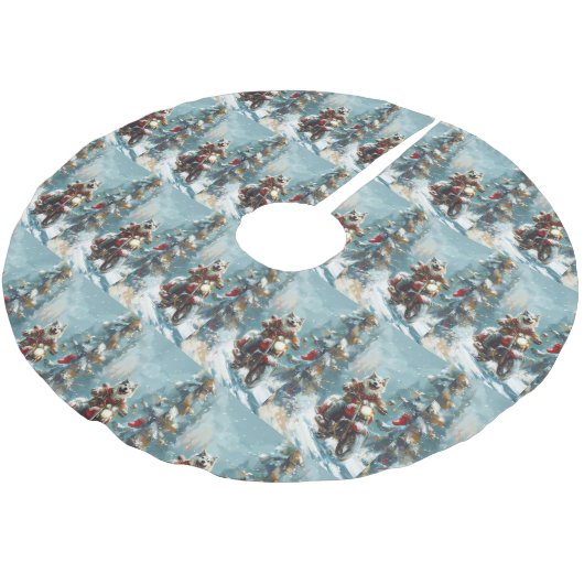 Alaskan Malamute Hond Rijden Motorfiets Kerstmis Kerstboom Rok (Gekanteld)