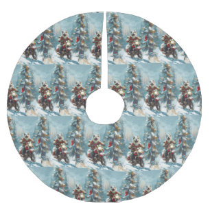 Alaskan Malamute Hond Rijden Motorfiets Kerstmis Kerstboom Rok