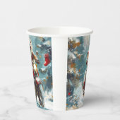 Alaskan Malamute Hond Rijden Motorfiets Kerstmis Papieren Bekers (Links)