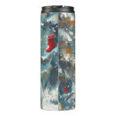 Alaskan Malamute Hond Rijden Motorfiets Kerstmis Thermosbeker (Achterkant)