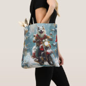 Alaskan Malamute Hond Rijden Motorfiets Kerstmis Tote Bag (Dichtbij)