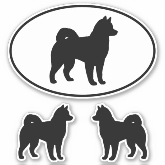Alaskan Malamute Hond Silhouet Vinyl Sticket Set Sticker (Voorkant)