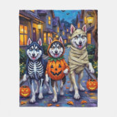 Alaskan Malamute Honden Trick-or-Treating Hallowee Fleece Deken (Voorkant)