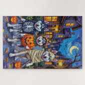 Alaskan Malamute Honden Trick-or-Treating Hallowee Legpuzzel (Horizontaal)
