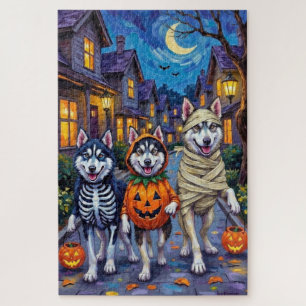Alaskan Malamute Honden Trick-or-Treating Hallowee Legpuzzel