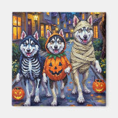 Alaskan Malamute Honden Trick-or-Treating Hallowee Magneet (Voorkant)