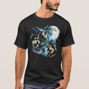 Alaskan Malamute Huilend naar de Maan Arctische Ho T-shirt